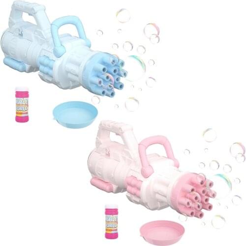Electric Bubble Machine Pink Blue Gatling Bubble Gun Children Automatic Bubble Blowing Toy Gun Fan Combo Function