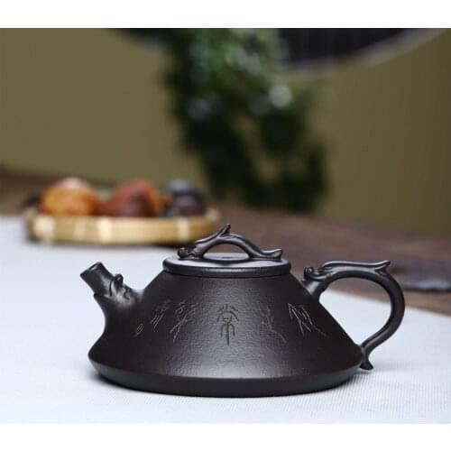 Chinese Household Kettle Black Clay Tea Pot Tea Infuser Classical Yixing Teapot Chinese Kung Fu Tea Set Pottery Teaware