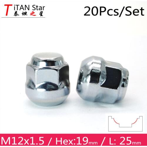 20PCS M12x1.50 1.5 OEM OE Stock Factory Wheels Rims Acorn Ball seat Lug Nuts 25mm Hex19mm For Honda Accord Fit CITY Acura