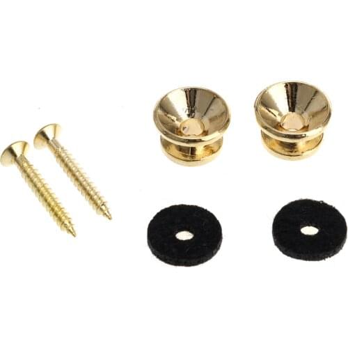 Musiclily Pro Metal Strap Buttons End Pins for Fender Style Electric Acoustic Guitar Bass, Gold (Set of 2)