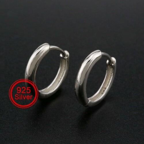 12-15MM Round Hoops Earrings Solid 925 Sterling Silver DIY Supplies 1702221