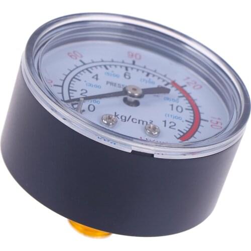 Iron Shell Bar Air Pressure Gauge 13mm 1/4 Bsp Thread 0 ~ 180 PSI, 0 ~ 12Bar Double Scale For Air Compressor
