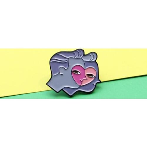 Man and women side face Lapel Pins This is the true love enamel brooch Heart shaped lover jewelry Badge gift for wife husband