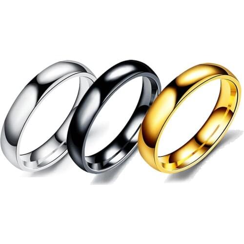 UAGE Stainless Steel Ring Silver Color Smooth Simple Statement Custom Wedding Couples Wedding Ring Woman Man Fashion Jewelry new