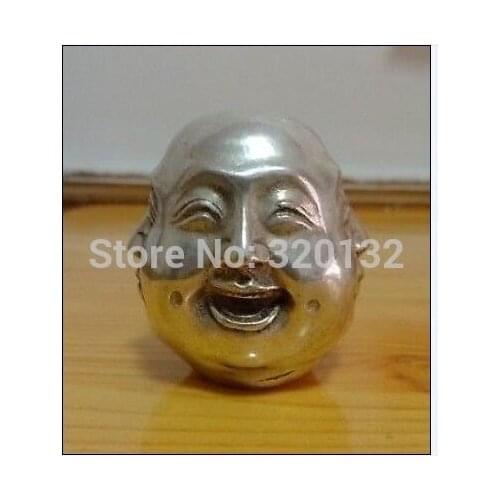 One pair Unusual Rare Tibet silver carved 4 face Buddha decoration-----Expression 2pcs Wholesale Silver