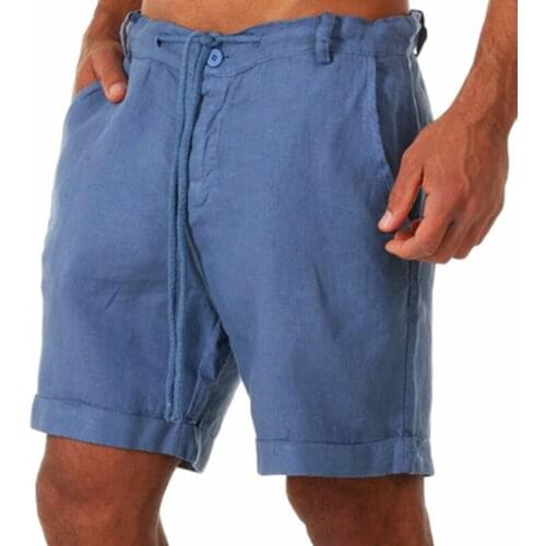 Summer Mens Shorts Casual Lace-Up Sweatpants Shorts Solid Color Cotton And Linen Shorts Casual Trunks Sports Fitness Trousers