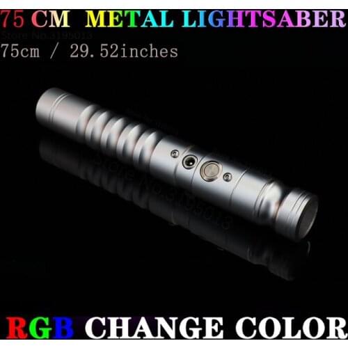 75cm RGB Change Color Metal Lightsaber LED Luminous Toys Cosplay Metal Handle Outdoor Lighting and Sound Stick Sword Weapon Toy
