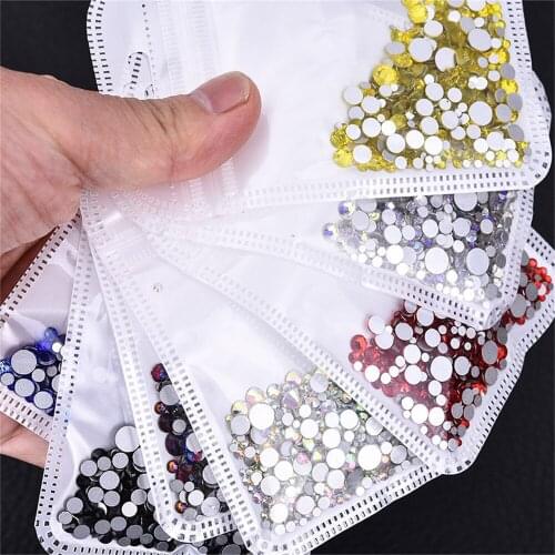 Top Gillter Mix Sizes s3~s30 5g/Bag Non Hotfix Flatback Rhinestones Strass Sewing &Fabric Garment Nail Art Decorations