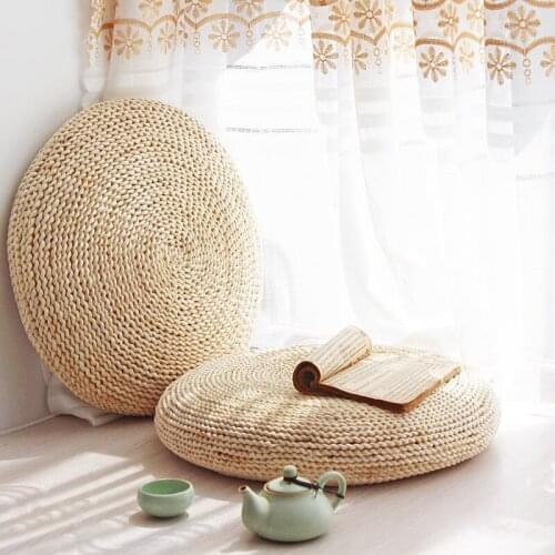 Grass-woven futon, cushioned meditation, round thickening, Japanese tea ceremony on the floor, refreshing and breathable
