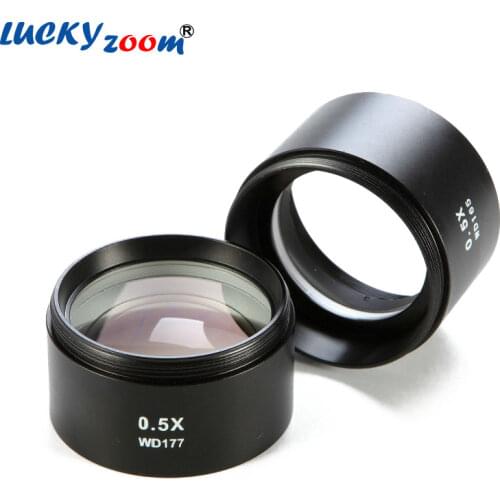 Lucky Zoom Trinocular Microscope Lens 0.5X Stereo Microscope Objective Lens Working Distance 165mm 177mm Microscopio Accessories