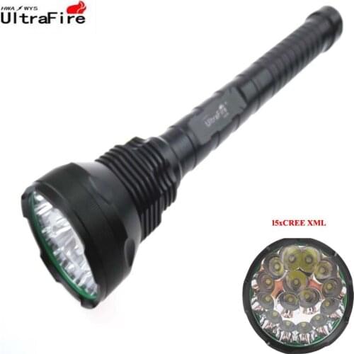 U-F 15xCREE XML T6 18000 Lumens 5-Mode High Power LED Flashlight (4x18650/4x26650)