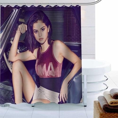 Custom Selena Gomez Shower Curtain Waterproof Fabric Bath Curtain 180X180cm Polyester Fabric Bathroom Curtain