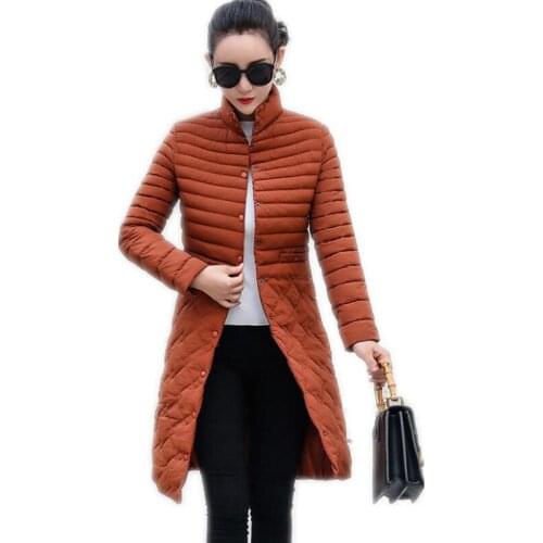 Plus Size 5XL 2018 New Autumn Winter Women Jackets Stand-Collar Button Light&Thin Down Jacket Warm Winter Coat Female Hot Q1051