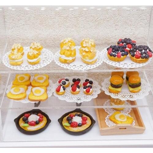 1PCS 1/12 Miniature Food 1/6 Scale Fruit Egg Pancake Miniatural Hamburger Puff Bread for Blyth Barbies OB11 BJD Dollhouse Play