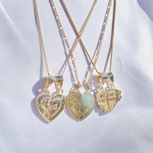2 PCs/Set Vintage Heart Necklace Simple Plated Real Gold Heart Flower Necklaces For Women Couple Girlfriends Fashion Jewelry