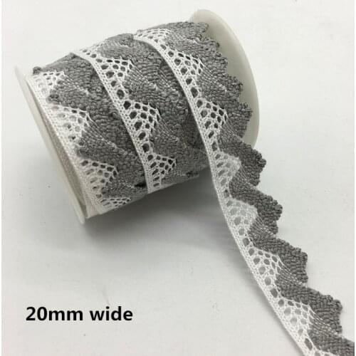 2 Yards/lot 20mm Wide Apparel Sewing Fabric Trim Cotton Crocheted Lace Fabric Ribbon Handmade Accessories #FF03