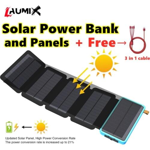 20000 mAh Solar Power Bank Dual USB Phone External Battery Outdoor charging Waterproof Portable power bank for iPhone Xiaomi