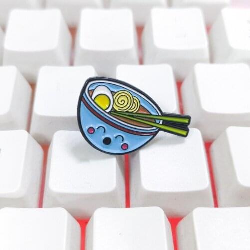 2019 Cartoon Food brooch Japanese-style Ramen Enamel Pins Smile Noodle button Badges Shirt bag Jewelry trinket for friends kids