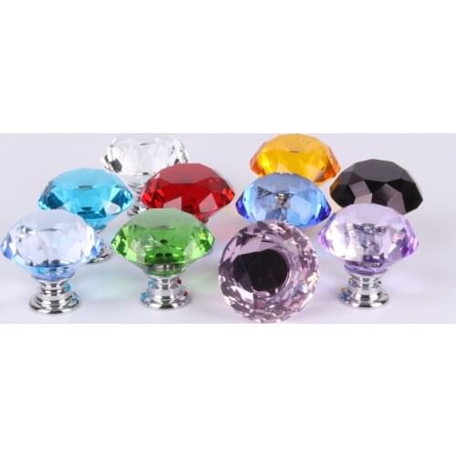 30mm Diamond Shape Design Crystal Glass Knobs Cupboard Pulls Drawer Knobs Kitchen Cabinet Handles Furniture Handle Hardware