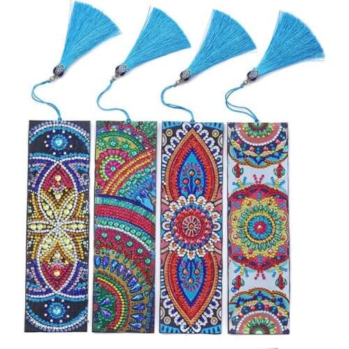 Diamond Painting Bookmark 5D DIY Special Shaped Diamond Art Mosaic Leather Tassel Book Marks Diamond Embroidery Cross Stitch