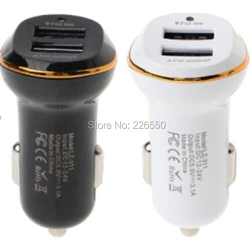 50pcs/lot Dual USB Car Charger 2USB 2A Fast Charging Adapter For Samsung Galaxy Note 5 S6 S8 Edge for i phone 5 6 7 8