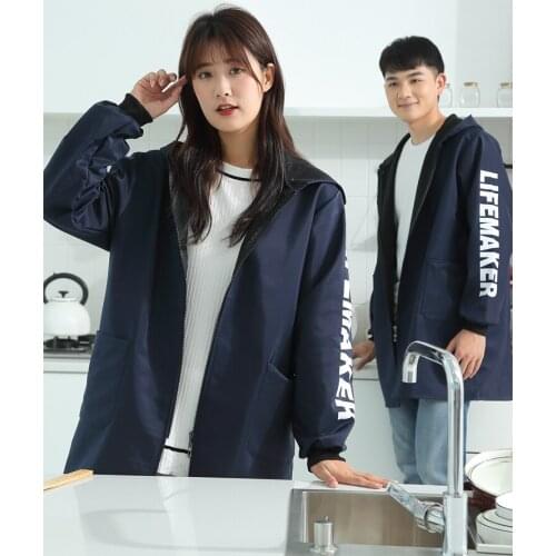 Plus velvet fashion mens overalls adult thick autumn and winter work waterproof female apron kitchen oil proof custom