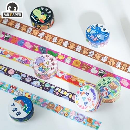 Mr.Paper 12 Designs 1 Roll There Is A Small World Series Cartoon Style Creative Cute Decor Hand Account DIY Material Washi Tapes