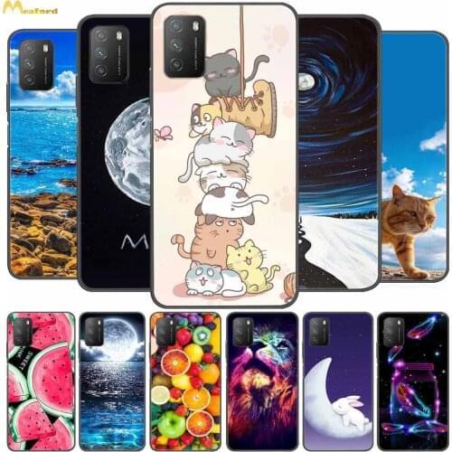 For POCO M3 Case Cute Cat Soft Silicone Black Phone Cover For Xiaomi Poco M3 Pro 5G Back Cases TPU Coque Poco M 3 PocoM3 Funda