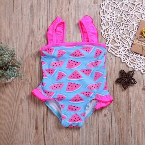 Toddler Kids swimwear for girls Summer Sleeveless Watermelon Print bathing suit One-piece Swimsuit maillot de bain fille E2