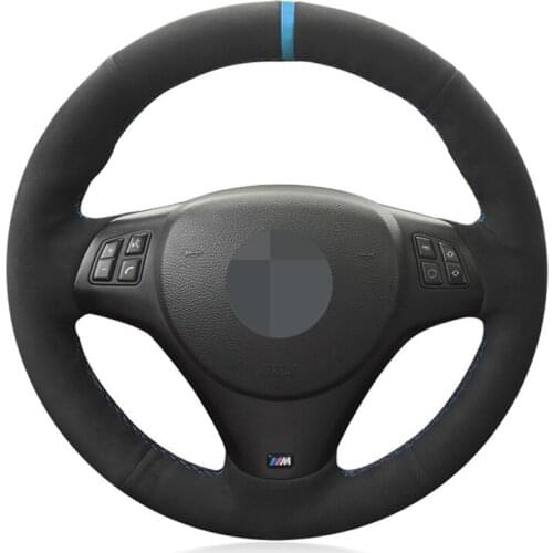 DIY Soft Black Suede Leather Hand-Stitched Car Steering Wheel Cover For BMW M Sport M3 E90 E91 E92 E93 E87 E81 E82 E88 X1 E84