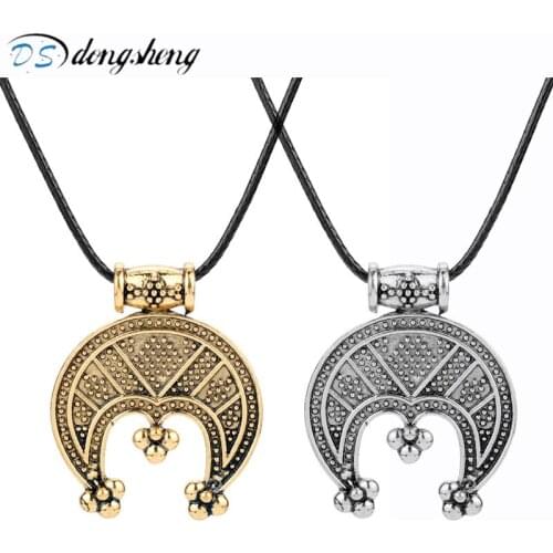 Dongsheng Slavic Nordic Vikings Jewelry Tricorn Lunula Protective Amulet Crescent Viking Pendant Necklaces for Women Men Gift