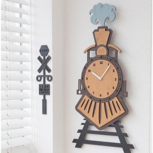 HLO 2021 Decorative Train And Rail Wall Clock Quality Material Stylish Living Room Horloge Murale Good Price Safety Shopping