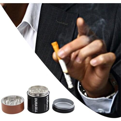 Creative Battery Shaped Metal Zinc Alloy Herbal Herb Tobacco Grinder Weed Spice Cigarette Smoking Tools AW typical