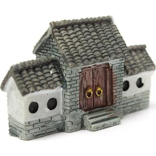 Quality Miniature Villa House Dollhouse Potted Flower Plant Craft DIY Ornament Bonsai Decor Chinese Ancient City Gate Gray