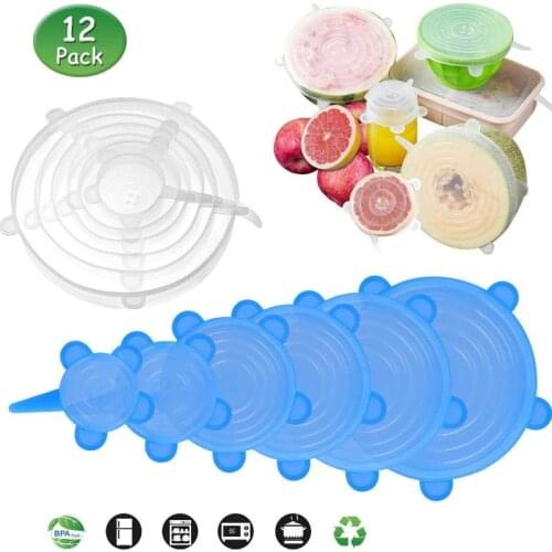 6PCS 12pcs /Set Silicone Stretch Lids Universal Silicon Food Storage Cover Expandable Cap Bowl Pot Lid for Cookware 6 Sizes