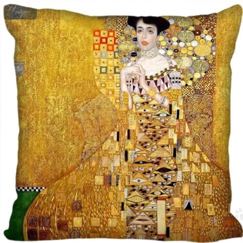 Hot Custom Pillowcase Gustav Klimt soft 35x35 cm (One sides) Pillow Cover Zippered Home Decorative Pillows Cover