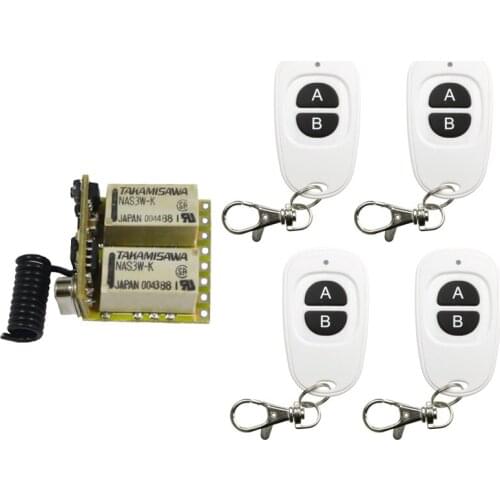 Micro 2CH Relay Remote Switch 4V 9v 12v 24V 2Button White Remote NO COM NC Small Volume Contact Wireless remote Switch
