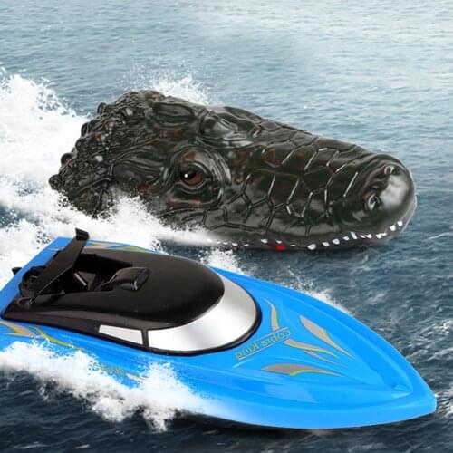 2.4G RC Boat Simulation Crocodile Head USB Rechargeable Racing Waterproof Model Ship Spoof Toy Boys Toys for 10 Year Old