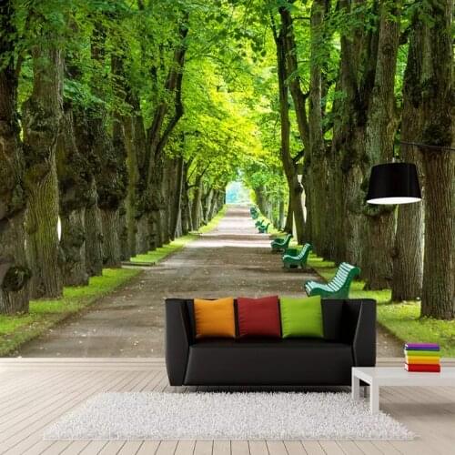 Custom Any Size Mural Wall Painting Green Big Tree Boulevard 3D Photo Wallpaper Living Room Bedroom Decoration Papel Tapiz Mural