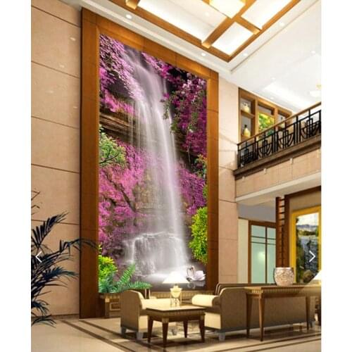 3d room wallpaper custom mural non-woven Wall sticker waterfall swan pink flowers porch painting photo wallpaper for walls 3d
