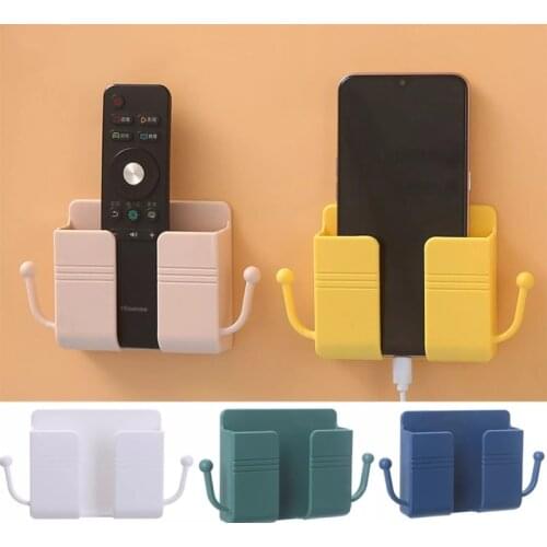 Wall Mounted Organizer Storage Box Remote Control Mounted Mobile Phone Plug Wall Holder Charging Multifunction Holder Stand