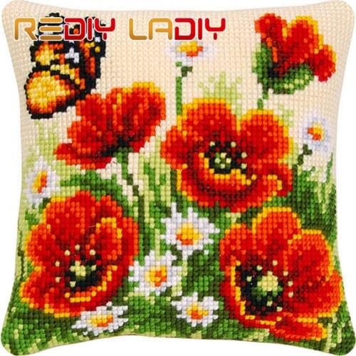 Cross Stitch Cushion Cover Humming Bird Sofa Pillows DIY Chunky Cross-Stitch Kits 100% Acrylic Yarn Pillow Case Hobby & Crafts