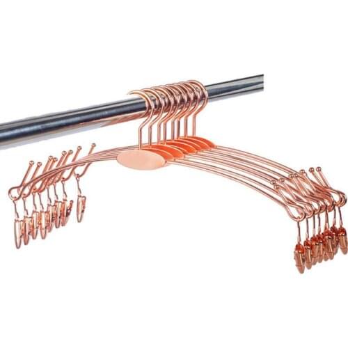 New Non-lip Metal Clothe Hanger with Clip Underwear Hanger Clothepin Bra Sock Pantie Clip Drying Clothe Rack