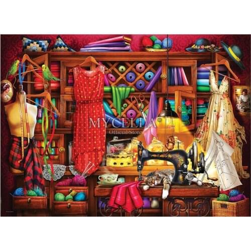 Sewing Room DIY 5D Diamond Embroidery Resin Diamond Mosaic Home Decor Diamond Painting Cross Stitch Cartoon Full Rhinestone Gift