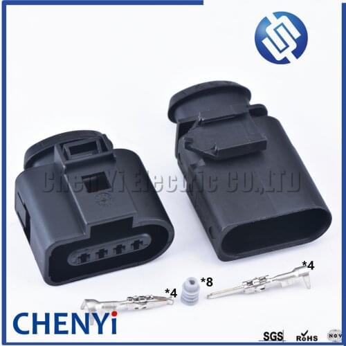 2 sets 4 pin 1.5mm female auto coil Extension adapter electrical wire connector horn plug for Audi A4 A6 VW 1J0973804 1J0973704