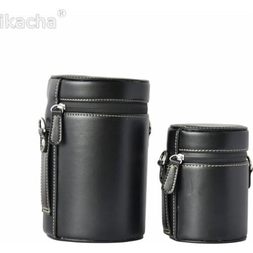Waterproof Leather Camera Lens Bag Retro Hard PU Lens Case for Canon Nikon Sony Pentax Fujifilm Tamron Lens Pouch Protector
