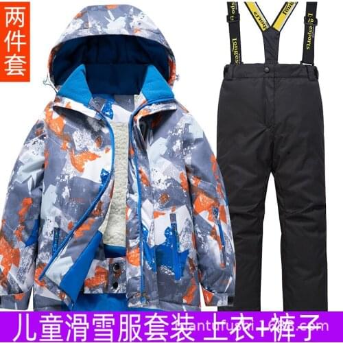 Waterproof Ski Suit for Children Girls Warm Winter Set Kids Windproof Hoodie Snowboard Jacket and Pant Fur Snow Clothes