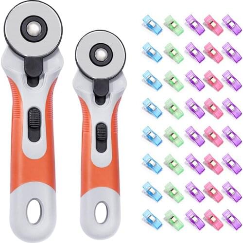 LMDZ Leather 28/45mm Rotary Cutter Leather Cutting Tool and Sewing Clips Crocheting Knitting Safety Clips Plastic Clamps