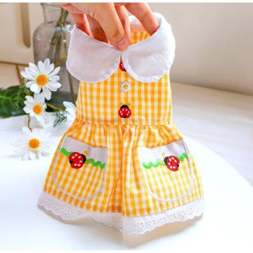 Yellow Color Dog Dress Lovely Cat Puppy Skirt Summer Dog Pets Clothing Yorkshire maltese Pomeranian Poodle Yorkshire Clothes