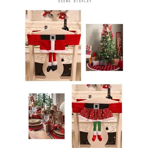 1PC Chair Back Cover Santa Claus Christmas Non-Woven Dinner Table Red Hat Home Decor Dust Cover